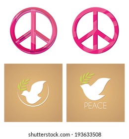 Vector Set Of Peace Related Icons On Background