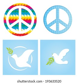 Vector Set Of Peace Related Icons On Background