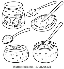 conjunto de vetores de desenhos animados de manteiga de amendoim