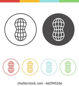 Vector set of peanut icons in thin line style