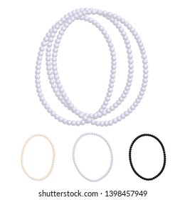Vector set of pearl necklace isolated on white background.