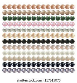 Vector set of pearls necklaces of different colors