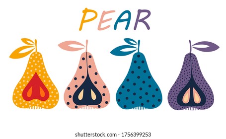 Vector set of pears flat illustration.