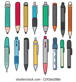 vector set of pen and pencil