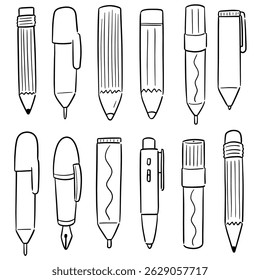 vector set of pen and pencil
