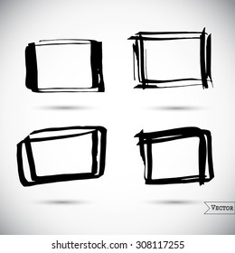 Vector set of pen scribbles. Grunge pencil squares. Quick bubble sketches. Square banners.