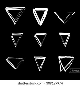 Vector set of pen scribbles. Grunge pencil drawings. Quick bubble sketches. Triangle sketches.