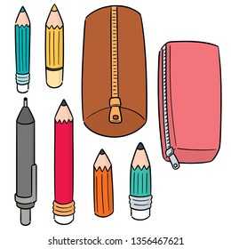 vector set of pencil and pencil case