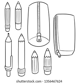 vector set of pencil and pencil case