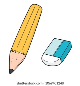 vector set of pencil and eraser