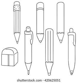 vector set of pencil and eraser