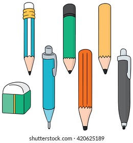 vector set of pencil and eraser