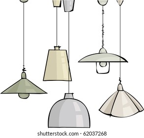 Vector set of pendant lamps