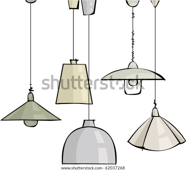 Vector Set Pendant Lamps Stock Vector (Royalty Free) 62037268