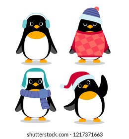 Set Cute Little Penguins Stock Vector (Royalty Free) 322531082 ...