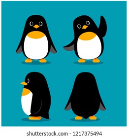 Vector set of penguin characters in different action poses