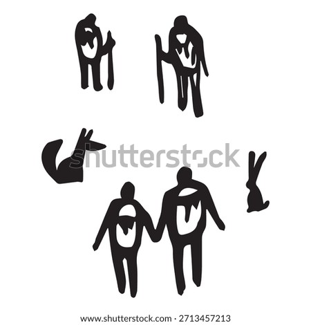A vector set of people and animals