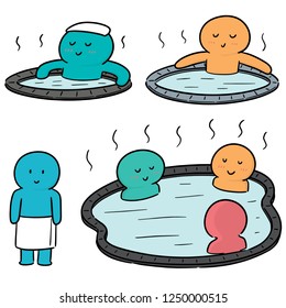 vector set of people bathing in hot water pool
