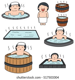 vector set of people bathing in hot water pool