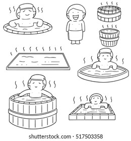 vector set of people bathing in hot water pool