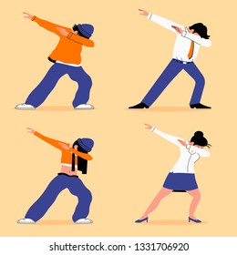 Vector Set People Dabbing in casual and office clothes