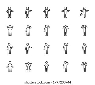 Vector Set People Different Gestures Line Stock Vector (Royalty Free ...