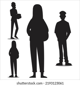 Conjunto vectorial de personas de diferentes profesiones y estilos de vida Silhouettes de diseño plano Ilustración aislada en fondo blanco