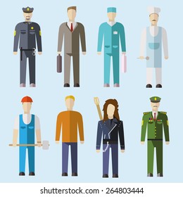 Vector set of people of different professions. Flat design illustration