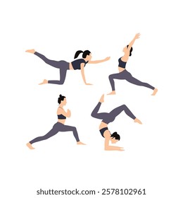 vector set of people doing yoga suitable for home sports