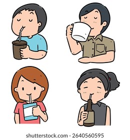 vector set of people drinking