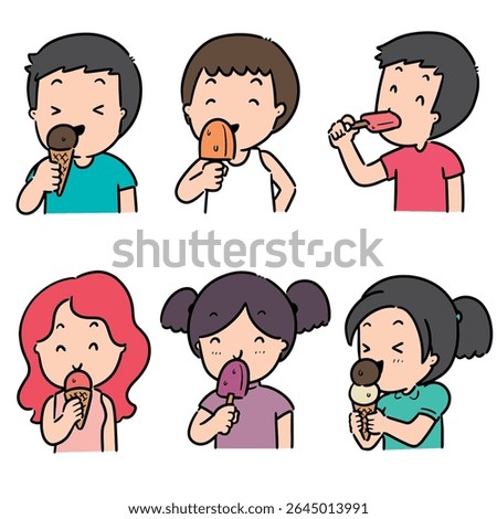 vector set of people eating ice cream