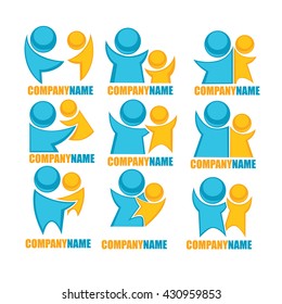 vector set of people, family and love logo, sticker and symbols