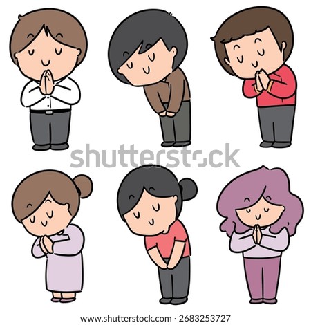 vector set of people feeling thankful