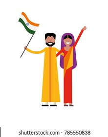 vector set of people in a flat style, the Indian family celebrates the day of the republic. vector graphics for the national holiday and the day of the Republic of India on January 26.