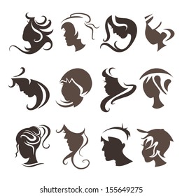 vector set of people hairstyles