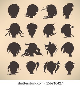 vector set of people hairstyles