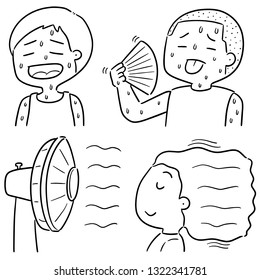 vector set of people in hot weather