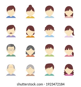 Vector set of people icons. different age man and woman.