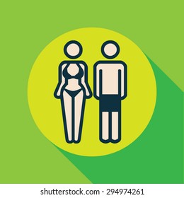 Vector Set of people icons. Man and Woman with swimsuit symbol Illustration, Flat design style