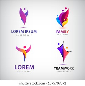 Vector set of people logos. Human, man community, social connection icons. 