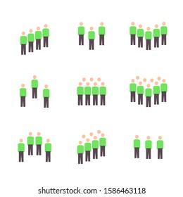 Vector set of people, meeting, crowd in flat style.