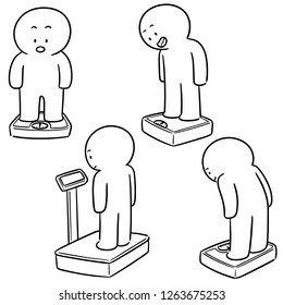 vector set of people on weighing machine