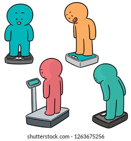 vector set of people on weighing machine