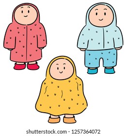 vector set of people in raincoat