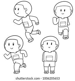 vector set of people running