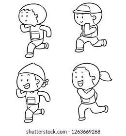 vector set of people running