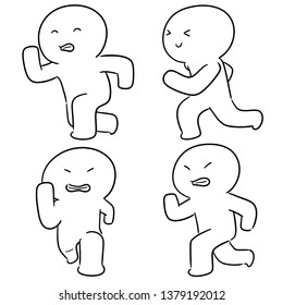 vector set of people running