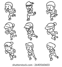vector set of people running