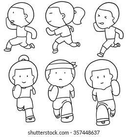 vector set of people running
