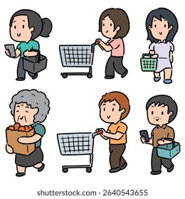 vector set of people shopping